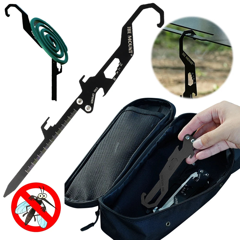 Foldable Camping Stakes Multifunctional Outdoor Tarp Pegs Stainless Steel Tent Ground Stakes for Outdoor Camping Canopy