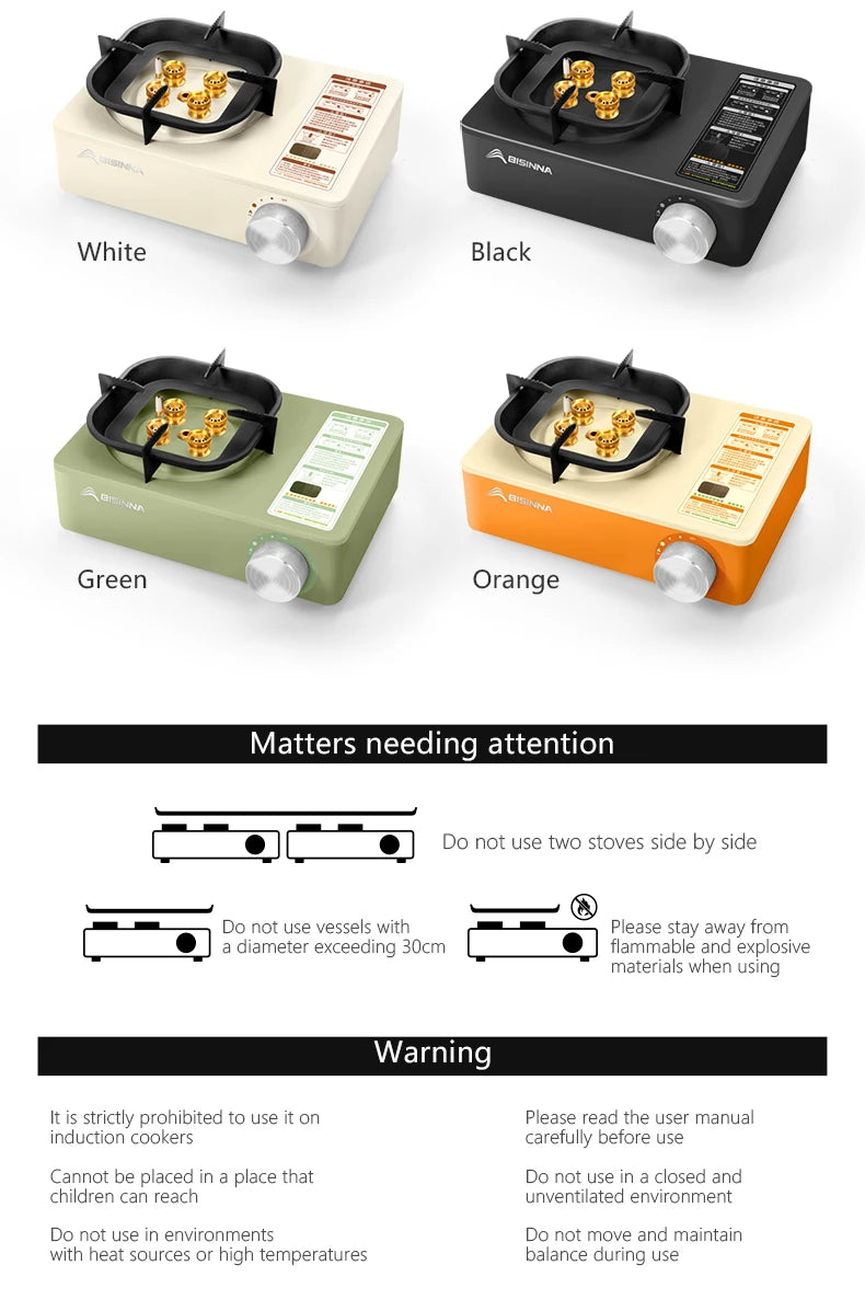 Camping Gas Stove 5800W High Firepower Outdoor Portable Cassette Burner for Picnic Hiking Trekking
