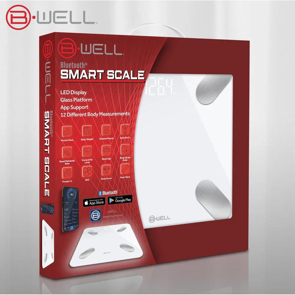 Bluetooth Smart Scale App Body Weight BMI Fat Tracker Digital LED Display 12 Measurements Health Fitness Monitor Family Use