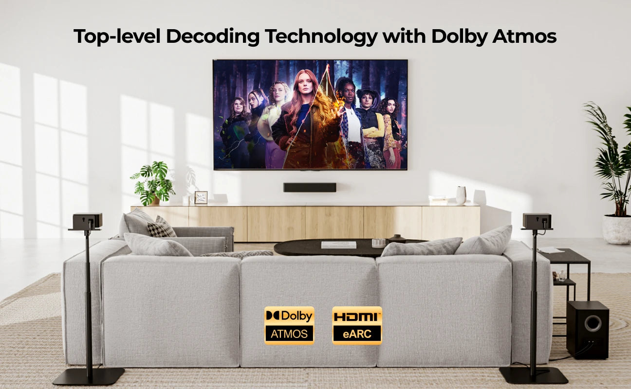 ULTIMEA 450W 5.1 Dolby Atmos Sound Bar, 3D Surround Sound System for Home Theater TV, 2 Surround Speakers & Wireless Subwoofer