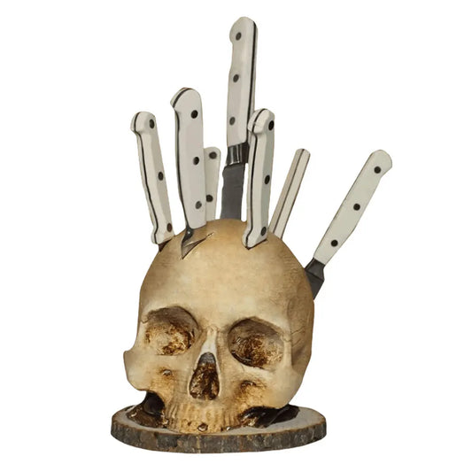Skull Knife Holder Resin Skeleton Knife Stand Creative Kitchen Knives Holder Halloween Party Decoration