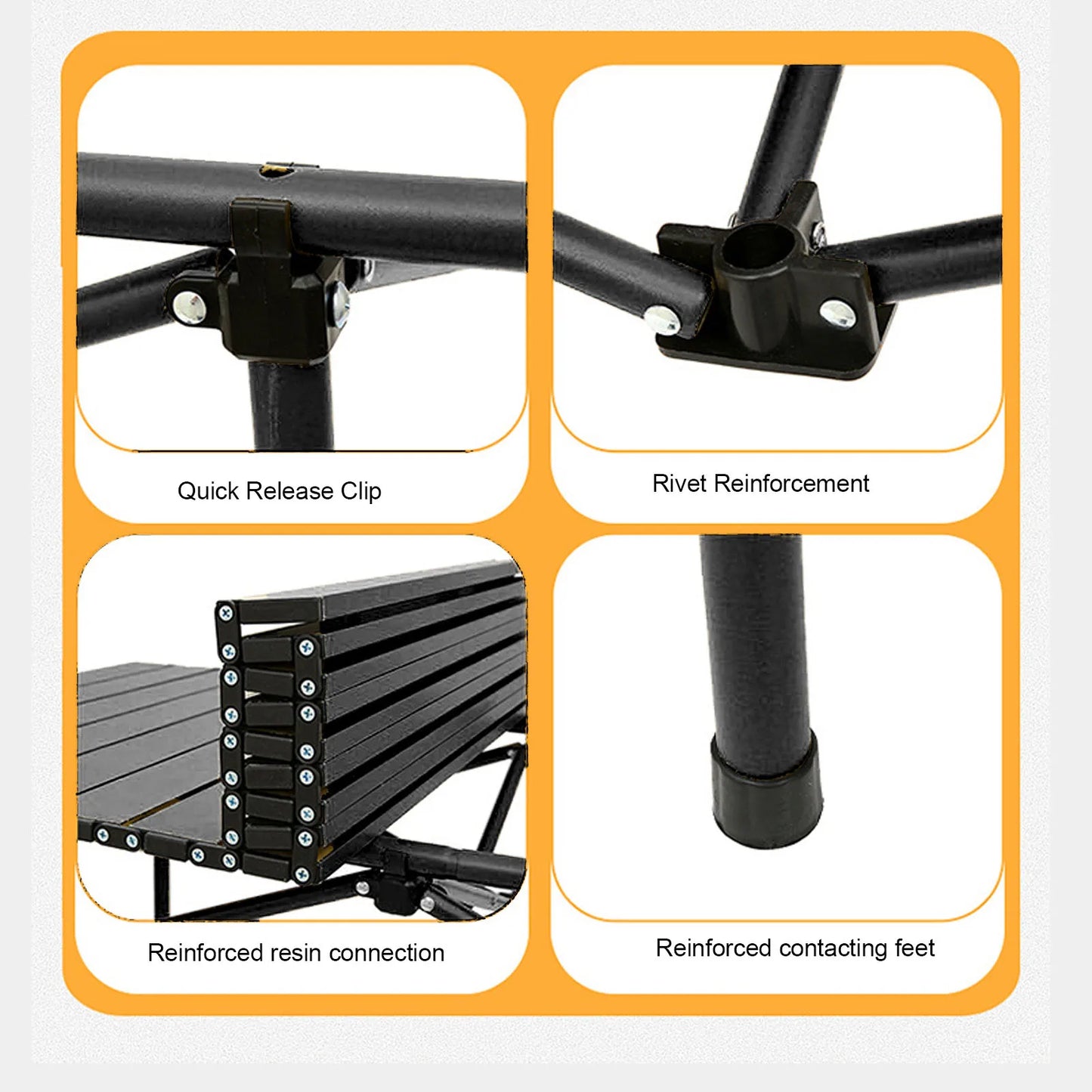 Folding Camping Table Multi Functional Black Portable Roll Up Outdoor Table 47.24in Carbon Steel Sturdy for Backyard BBQ Party