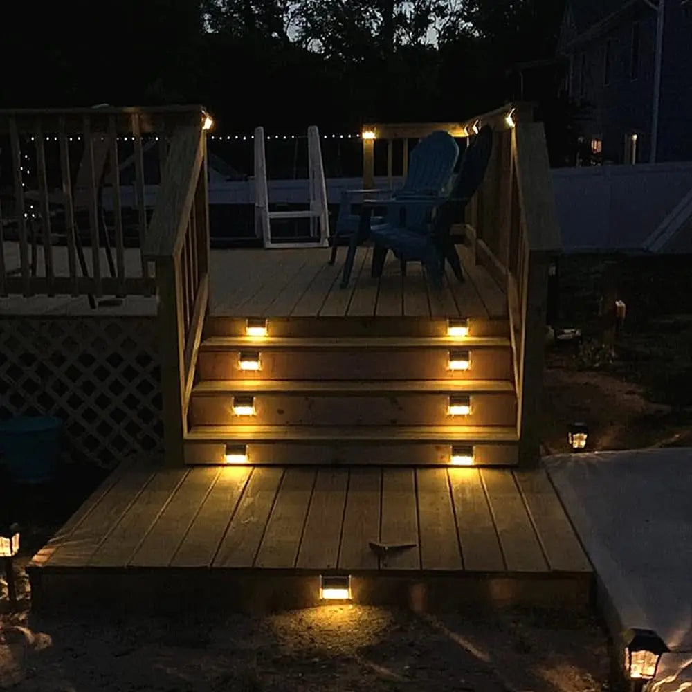 Lightess Solar Lights for Steps Deck Solar Stair Light Outdoor Waterproof Stainless Steel LED Fence Light for Garden Pathway