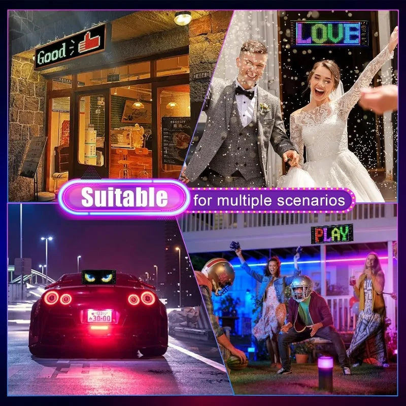 Demon Eye LED Car Window Sign Animated DIY Programmable Rolling Lights Controlled by Bluetooth App