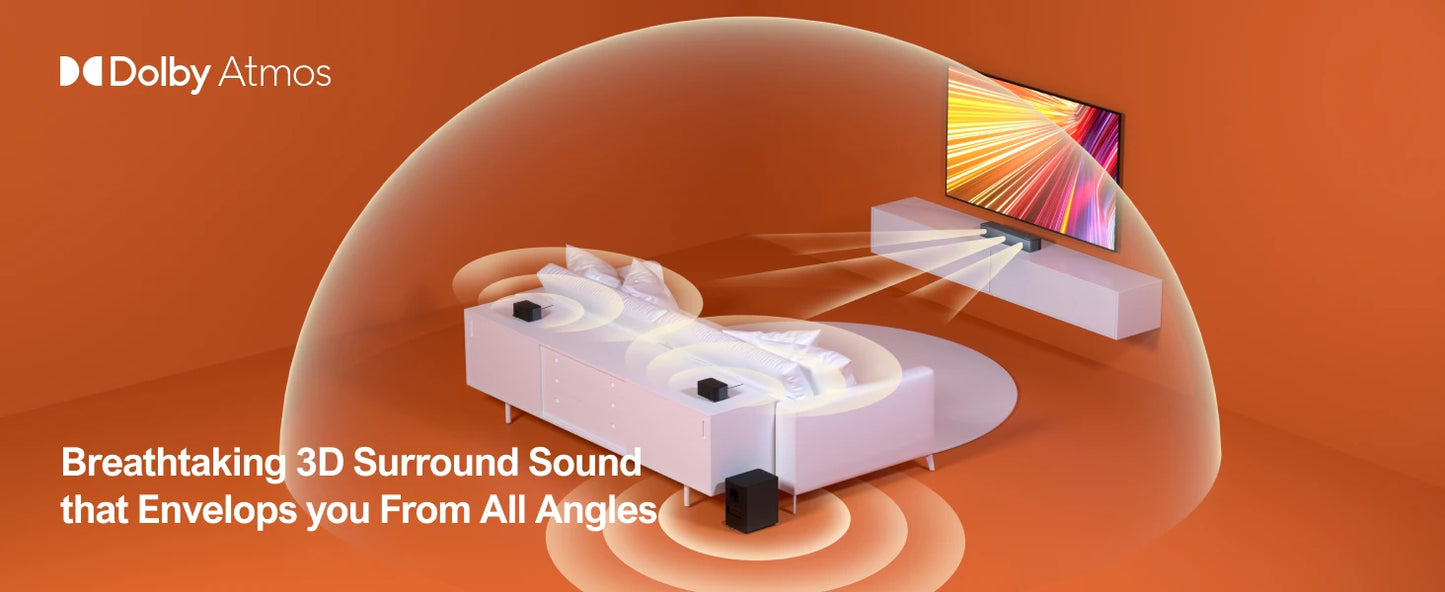 5.1 Soundbar with Dolby Atmos, 3D Surround System Soundbar for TV with Wireless Subwoofer,  APP Control, Home Theater TV