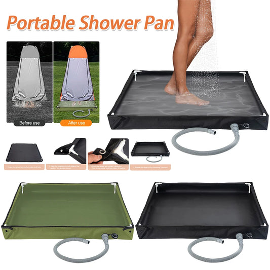 Portable Shower Pan with Drain Hose Camping Shower Base Outdoor Tent Shower Tray for RV Outdoor Camping Shower Beach Pet Bath