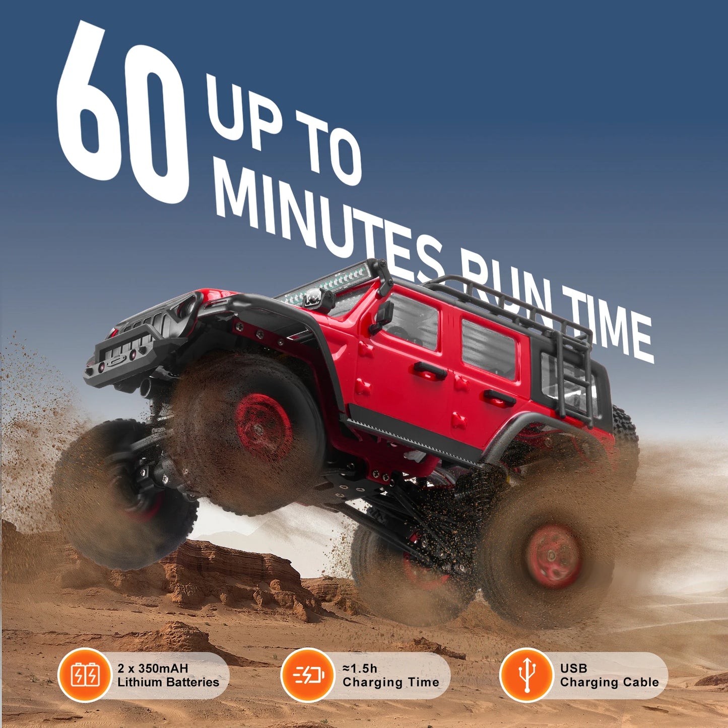 SucceBuy RC Cars 3km/h 1/24 Off Road All Terrain 4WD with Full Lighting Remote Control Racing Truck for Adults and Kids Toys