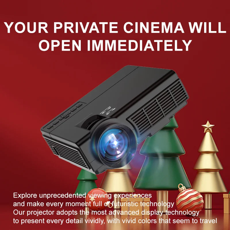 Christmas Full HD Portable LED Projector 1920*1080P 5G WiFi BT5.0 Auto Focus Video Movie Projector 4k Home Theater Gifts Beamer