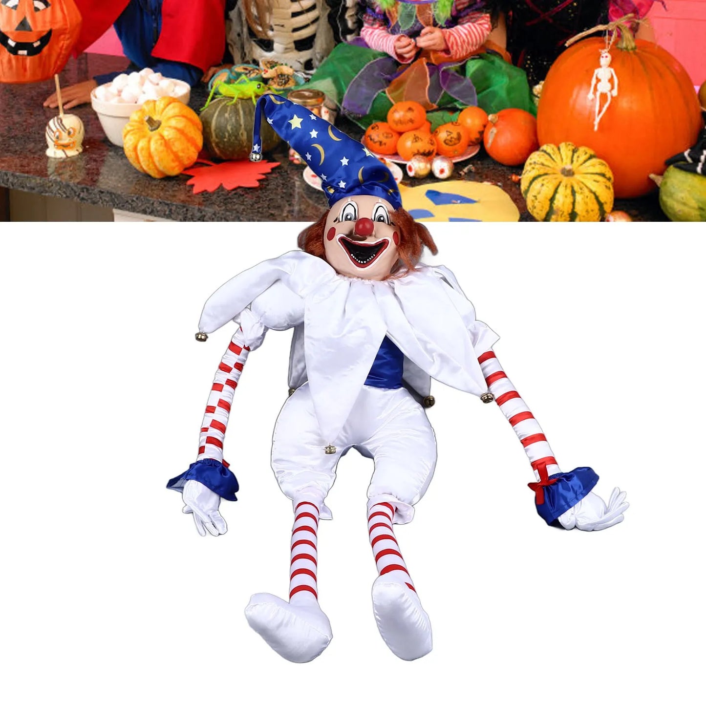 Halloween Clown Doll Halloween Clown Doll Eerie Clown Doll Decoration Hanging Scary Clown Ornament for Horror Themed Activities