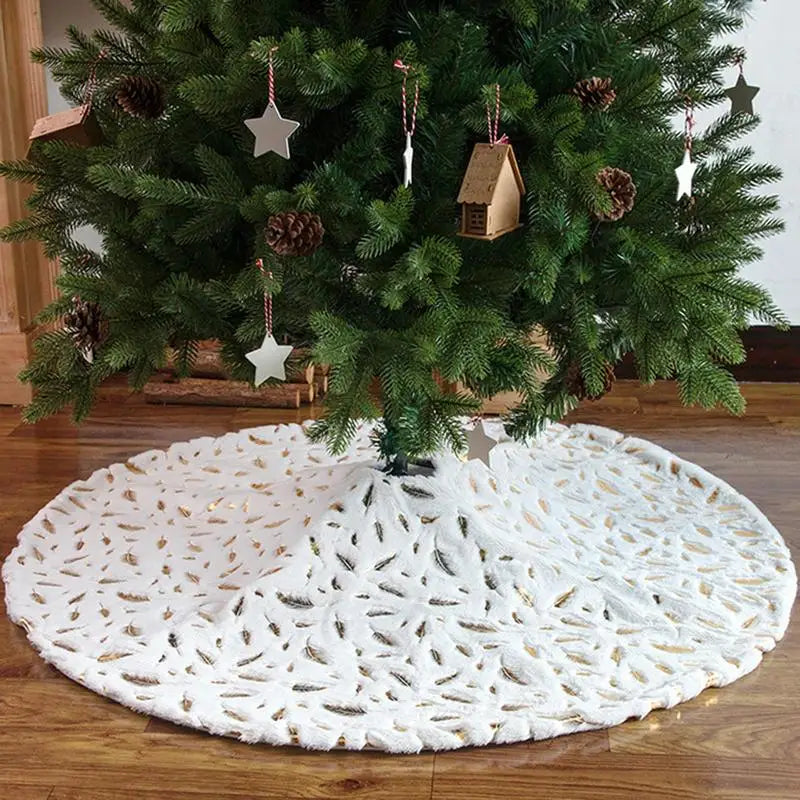 Christmas Tree Floor Skirt Soft Plush Tree Skirt Ornaments Christmas Tree Mat With Leather Patterns For Decorations Holiday Part