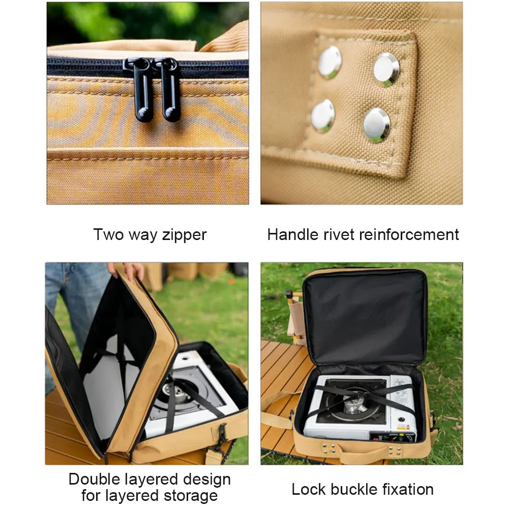 Double Layers Outdoor Camping Gas Tank Storage Bag Oxford Cloth Large Capacity Ground Nail Tool Bag Gas Canister Picnic Bags