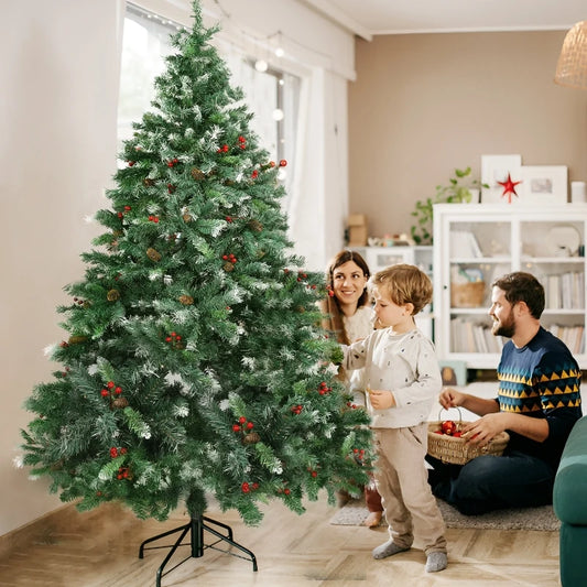 7-foot Christmas tree with transparent light that can be folded for easy storage. Equipped with 1183 PVC plush branches