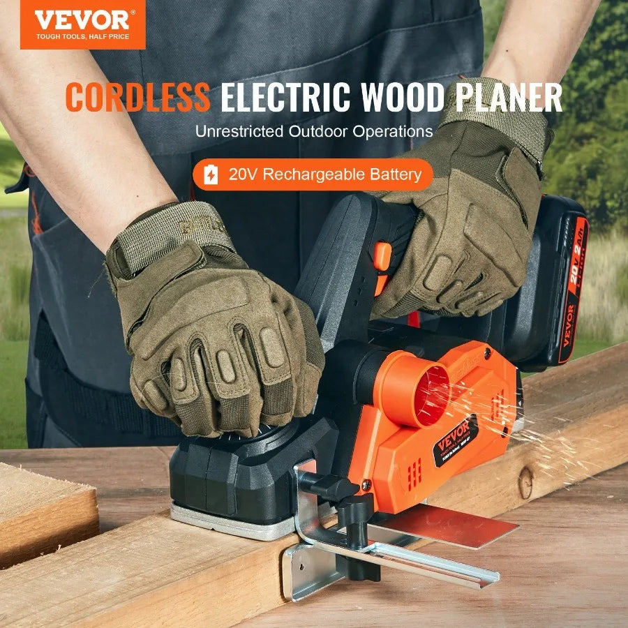 Cordless Electric Hand Planer 31 4 Width 16000 RPM Handheld Wood Planer with Battery 5 64 Adjustable Depth HSS Blades Dual Sid