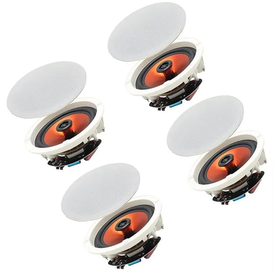Herdio 6.5" Bluetooth Ceiling Speakers For Indoor Home Theater 600 Watts 2-Way Dome Tweeter Easy Installation 4 Speakers