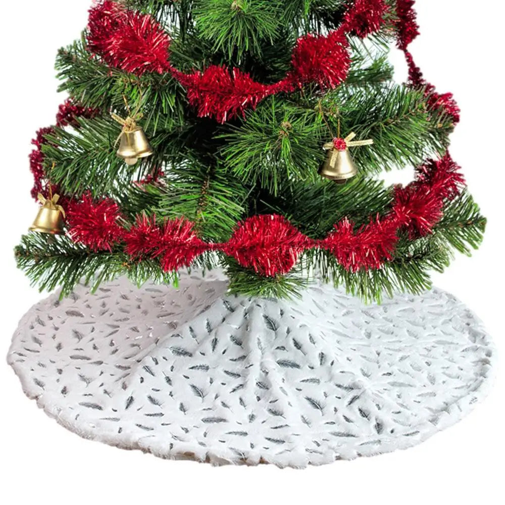 Christmas Tree Floor Skirt Soft Plush Tree Skirt Ornaments Christmas Tree Mat With Leather Patterns For Decorations Holiday Part