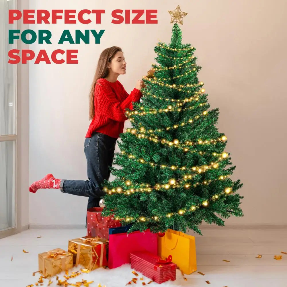 5/6/7/8/10FT Artificial Christmas Tree, Artificial Canadian Fir Full Bodied Small Xmas Tree With Thick Branch Tips, Iron Base