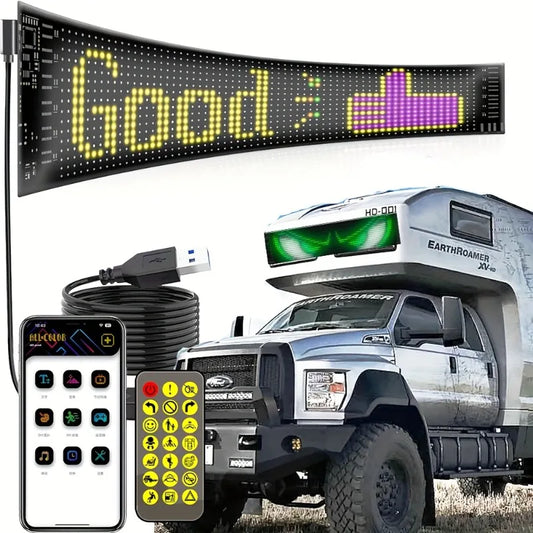 Demon Eye LED Car Window Sign Animated DIY Programmable Rolling Lights Controlled by Bluetooth App
