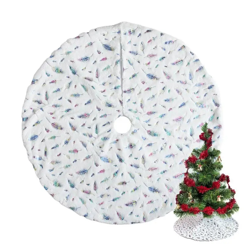 Christmas Tree Floor Skirt Soft Plush Tree Skirt Ornaments Christmas Tree Mat With Leather Patterns For Decorations Holiday Part