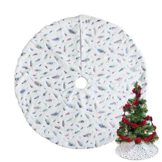 Christmas Tree Floor Skirt Soft Plush Tree Skirt Ornaments Christmas Tree Mat With Leather Patterns For Decorations Holiday Part