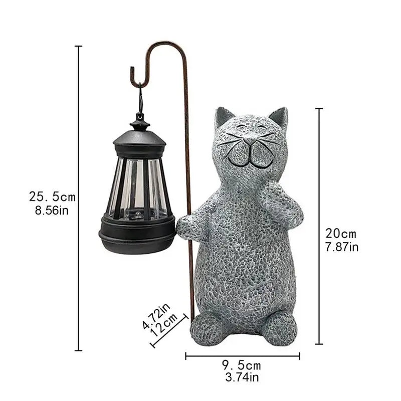 Outdoor Solar Lights Resin Cat Waterproof Lantern Weather-Resistant Garden Lights for Holiday Gift Elegant Ornament for Garden