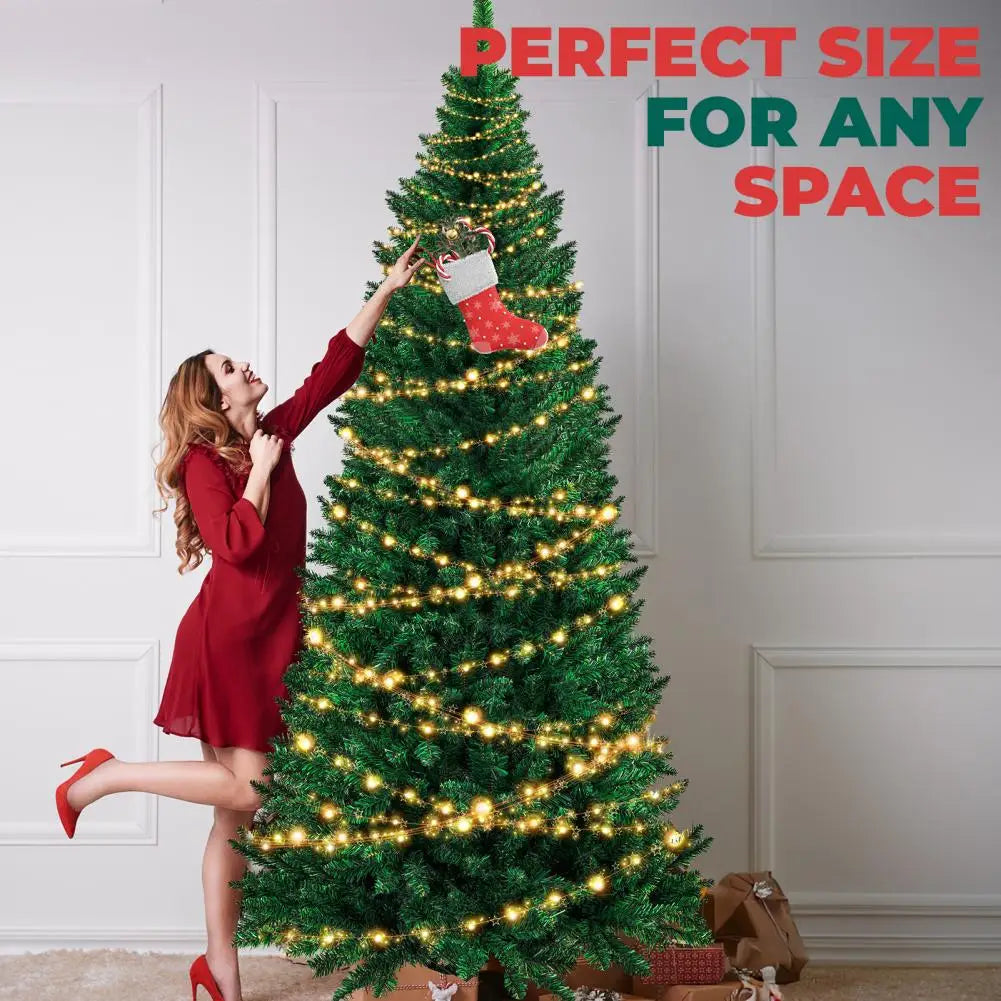 5/6/7/8/10FT Artificial Christmas Tree, Artificial Canadian Fir Full Bodied Small Xmas Tree With Thick Branch Tips, Iron Base