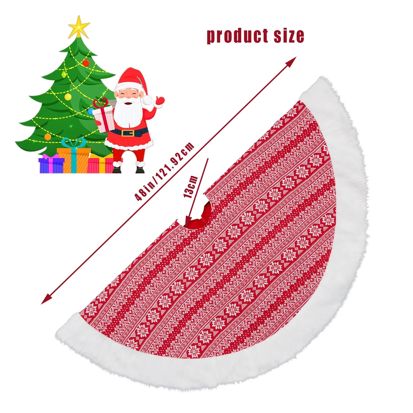 48 Inch Christmas Tree Skirt For Holiday New Year Large Tree Red White Plaid Christmas Tree Skirt Red, Xmas Tree Skirt