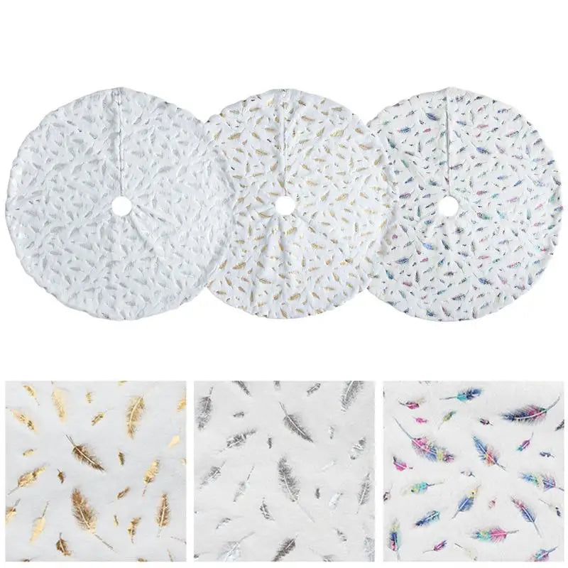Christmas Tree Floor Skirt Soft Plush Tree Skirt Ornaments Christmas Tree Mat With Leather Patterns For Decorations Holiday Part