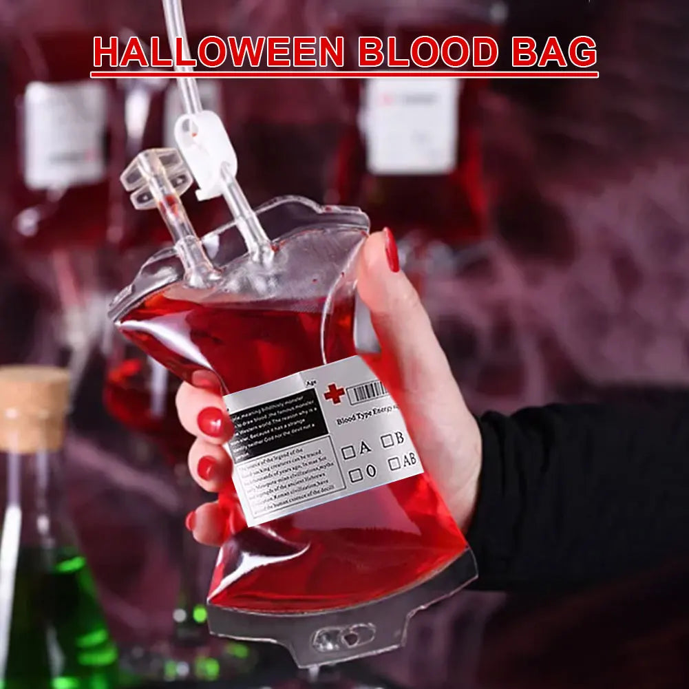 10PCS Blood IV Bags 350ML Halloween Blood Energy Drink Bag Vampire Zombie Drinks Bags for Vampire Cosplay Party Favors