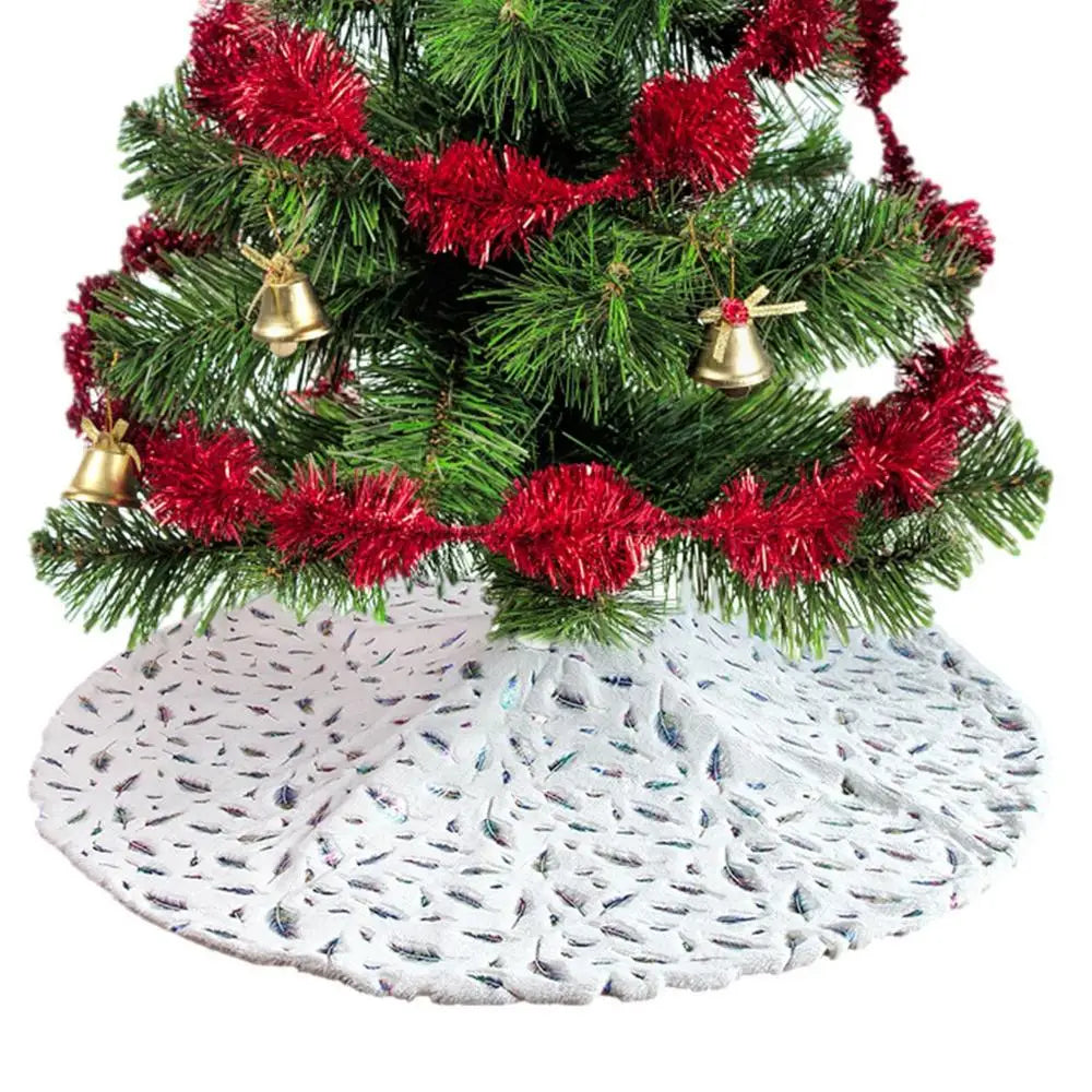 Christmas Tree Floor Skirt Soft Plush Tree Skirt Ornaments Christmas Tree Mat With Leather Patterns For Decorations Holiday Part