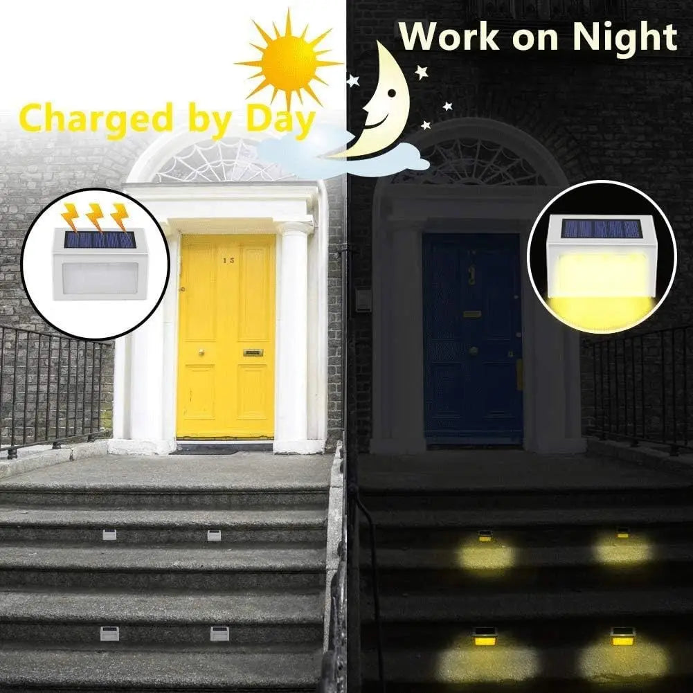 Lightess Solar Lights for Steps Deck Solar Stair Light Outdoor Waterproof Stainless Steel LED Fence Light for Garden Pathway