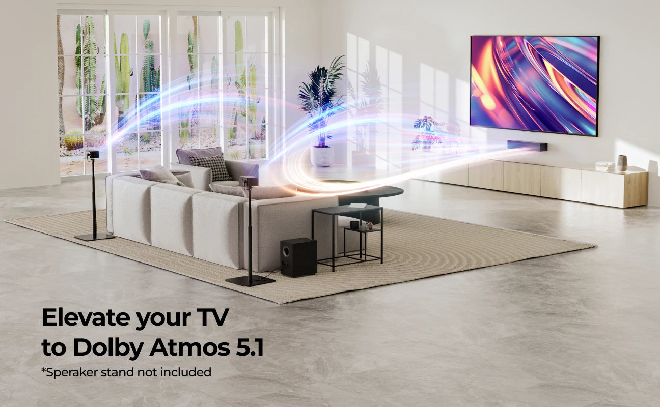 ULTIMEA 450W 5.1 Dolby Atmos Sound Bar, 3D Surround Sound System for Home Theater TV, 2 Surround Speakers & Wireless Subwoofer