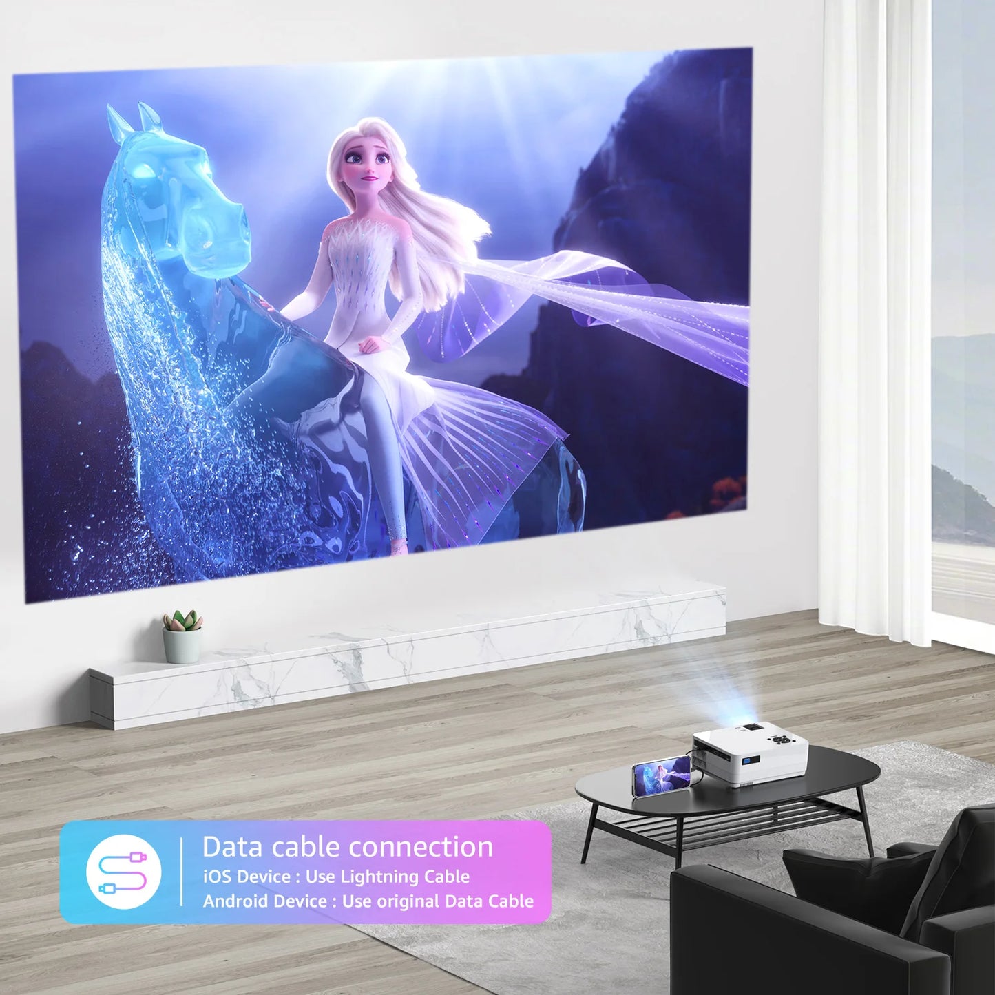Native 1080P 5G WiFi Bluetooth Projector/15000LM Full HD Movie Projector/300" Display for Outdoor Movies Support 4k Home Theater