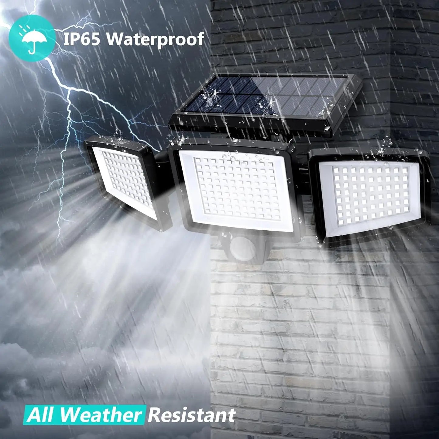 (1/2/3Pack)3 Heads Solar Outdoor Light, 210LED 2500LM Motion Sensor Security Light with Wireless Remote Control, IP65 Waterproof