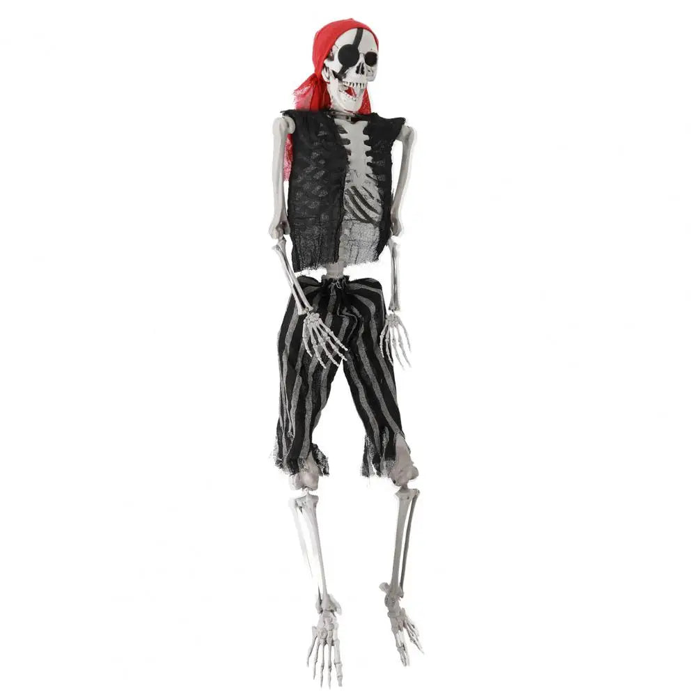 Life Size Imitation Skeleton Full Body Realistic Human Bones with Joints Pirate Styling Halloween Pose Skeleton Prop Decoration