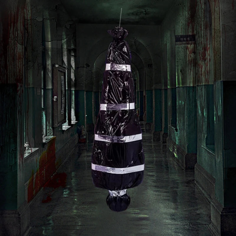 Inflatable Props Fake Corpse Dead Body In A Bag Realistic Scary Hanging Halloween Decorations Creepy Haunted House Decor Black