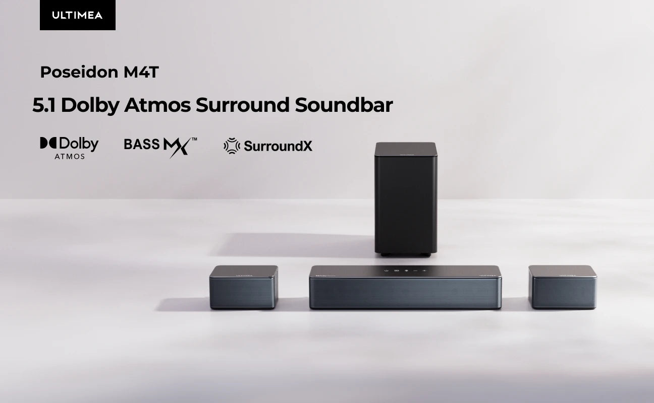 ULTIMEA 450W 5.1 Dolby Atmos Sound Bar, 3D Surround Sound System for Home Theater TV, 2 Surround Speakers & Wireless Subwoofer