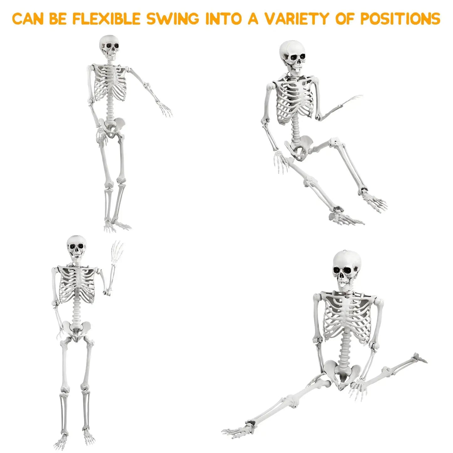 Halloween Skeleton Decoration Plastic Vivid Design Sound Effect 165cm Home Ornament Bone Decor Movable Joints for Photo