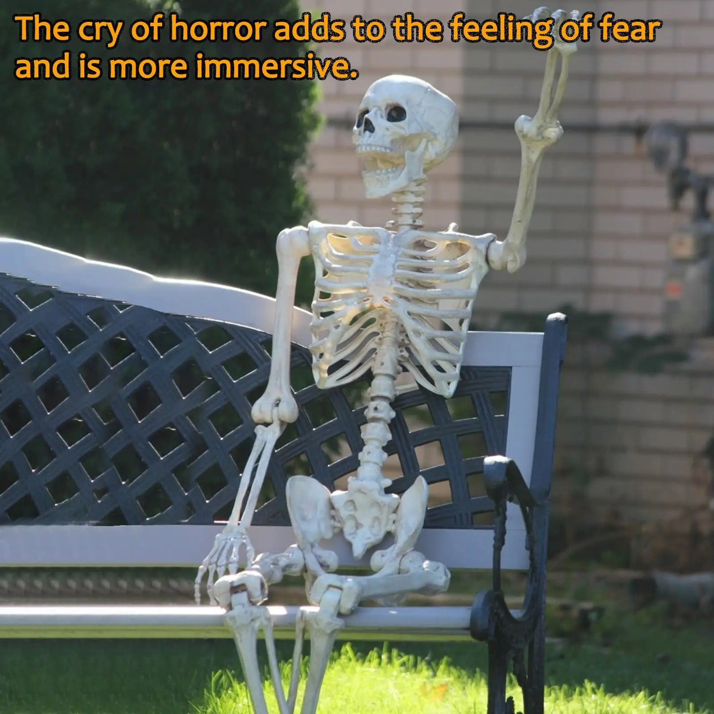 Halloween Skeleton Decoration Plastic Vivid Design Sound Effect 165cm Home Ornament Bone Decor Movable Joints for Photo