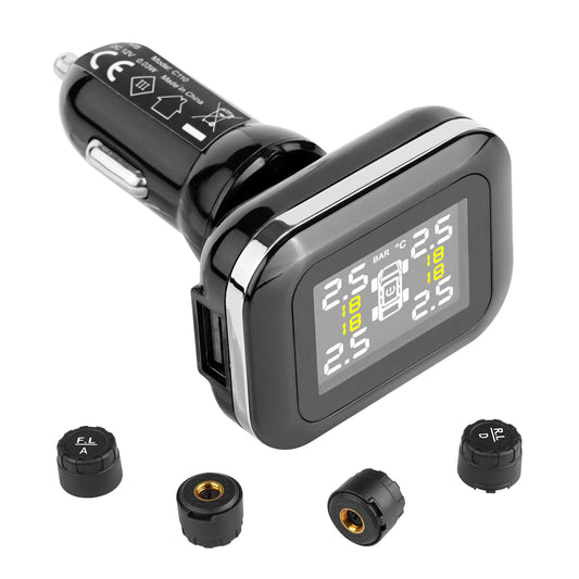 SucceBuy RV Tire Pressure Monitoring System, Universal Wireless Car Alarm System, Waterproof TPMS Sensors Set with 5 Alarm Modes