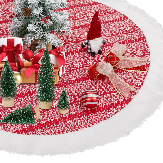 48 Inch Christmas Tree Skirt For Holiday New Year Large Tree Red White Plaid Christmas Tree Skirt Red, Xmas Tree Skirt