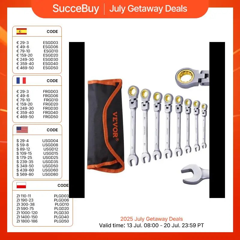 Flex-Head Ratcheting Wrench Set 8pcs Combination Wrench Set Roll-up Pouch Steel Flexible Ratcheting Wrench Set SAE Metric