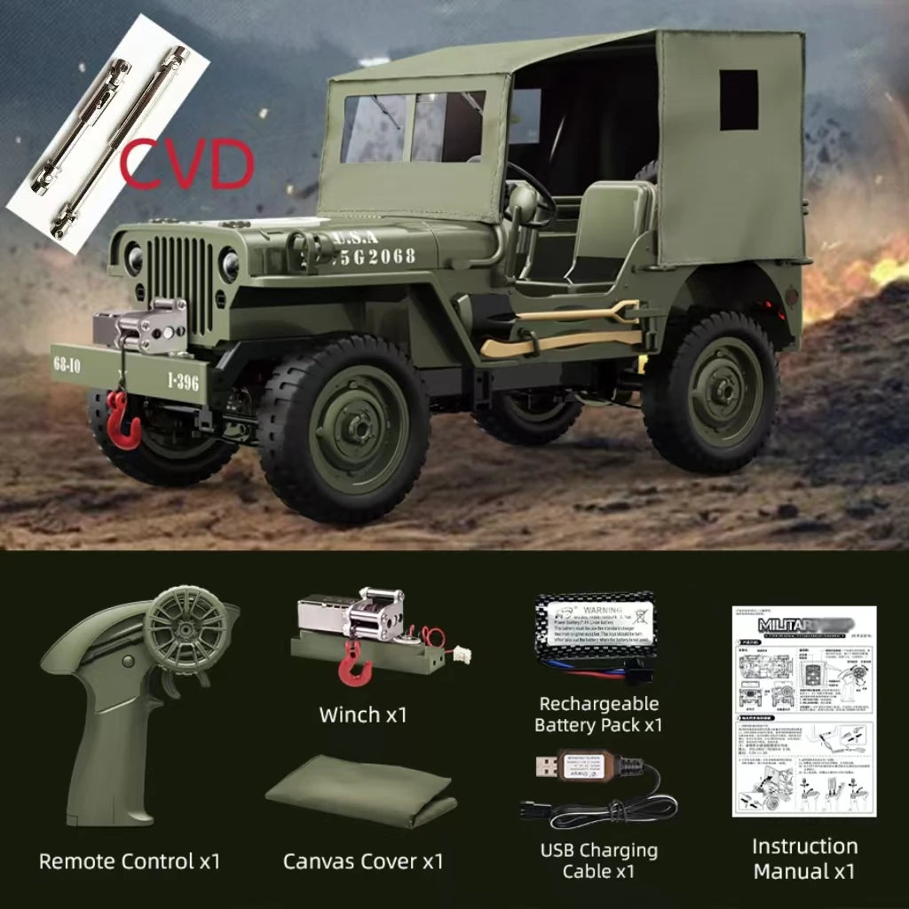 JJRC C8815 Rc Car 1:10 JEEP MB 2.4g 4wd RTR Crawler Climbing Scale Military Truck Offroad Vehicle Adult Toy Gift for Kids