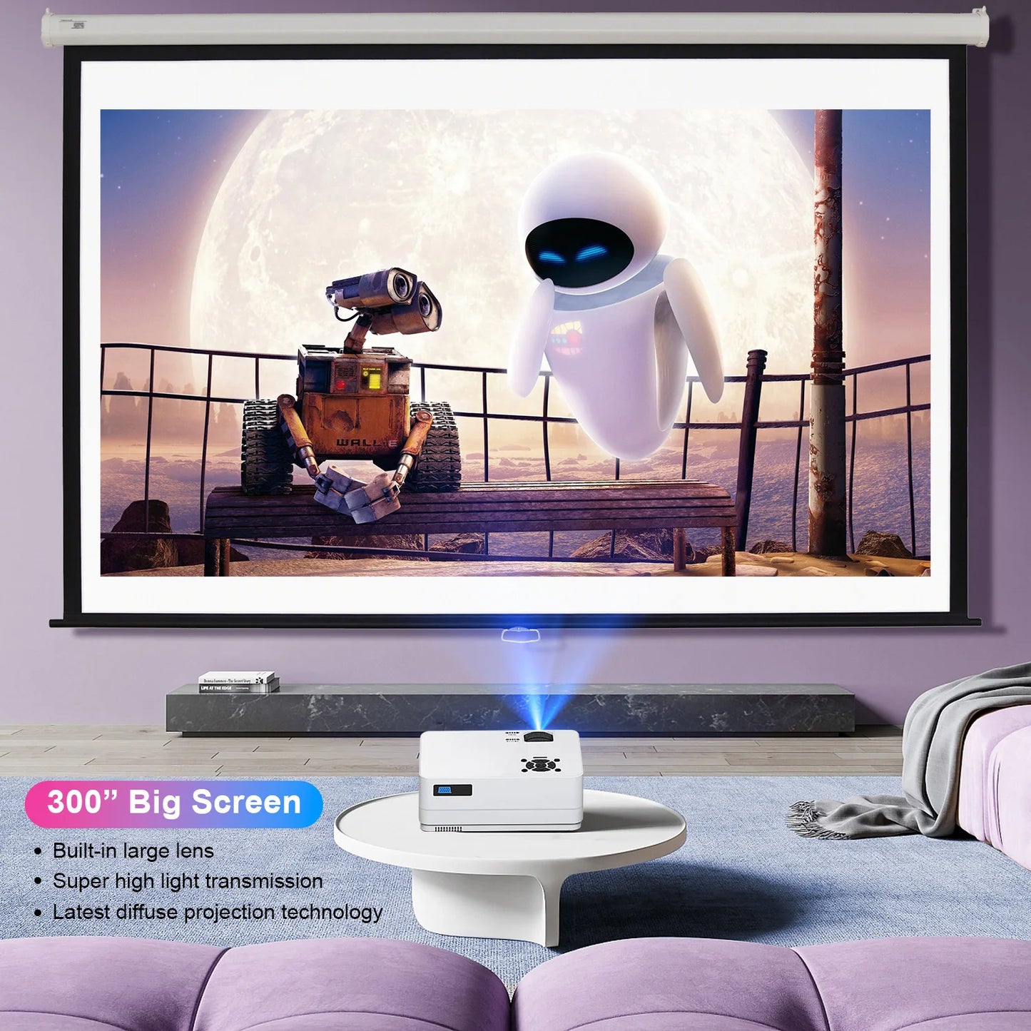 Native 1080P 5G WiFi Bluetooth Projector/15000LM Full HD Movie Projector/300" Display for Outdoor Movies Support 4k Home Theater