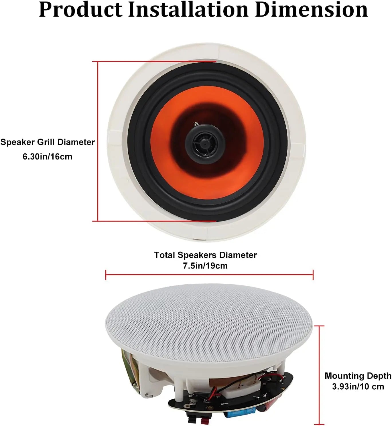 Herdio 6.5" Bluetooth Ceiling Speakers For Indoor Home Theater 600 Watts 2-Way Dome Tweeter Easy Installation 4 Speakers