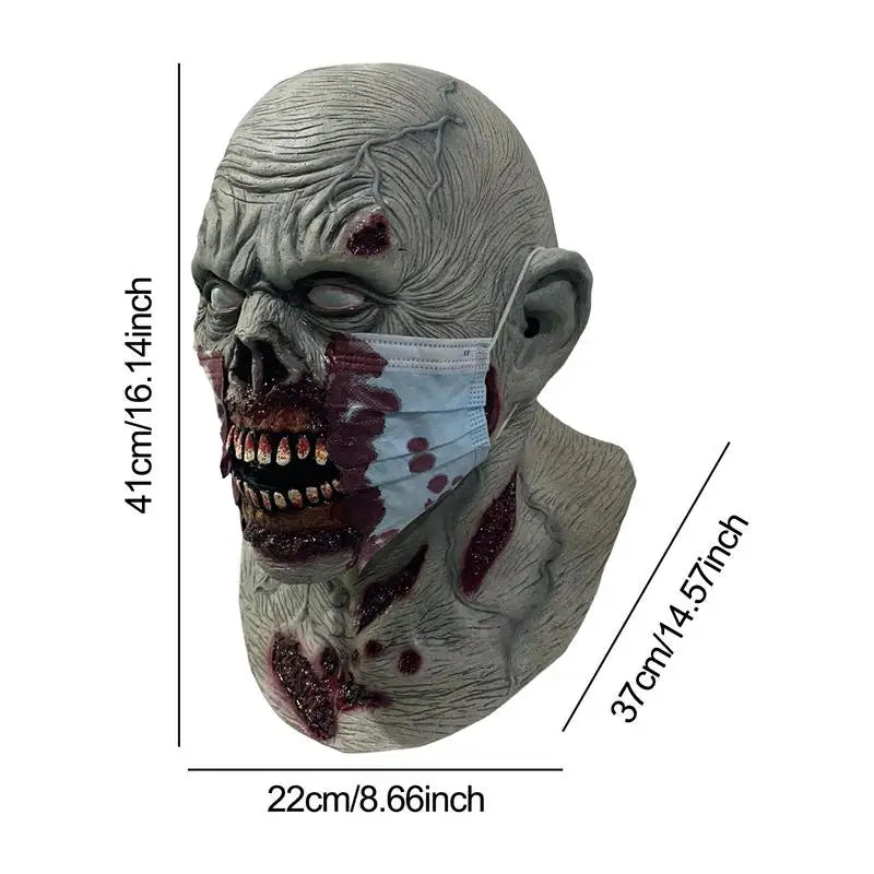 Halloween Zombie Headgear Latex Bloody Zombie Helmets Full Head Decor Terrible Party Cosplay Horror Mask Costume Accessories