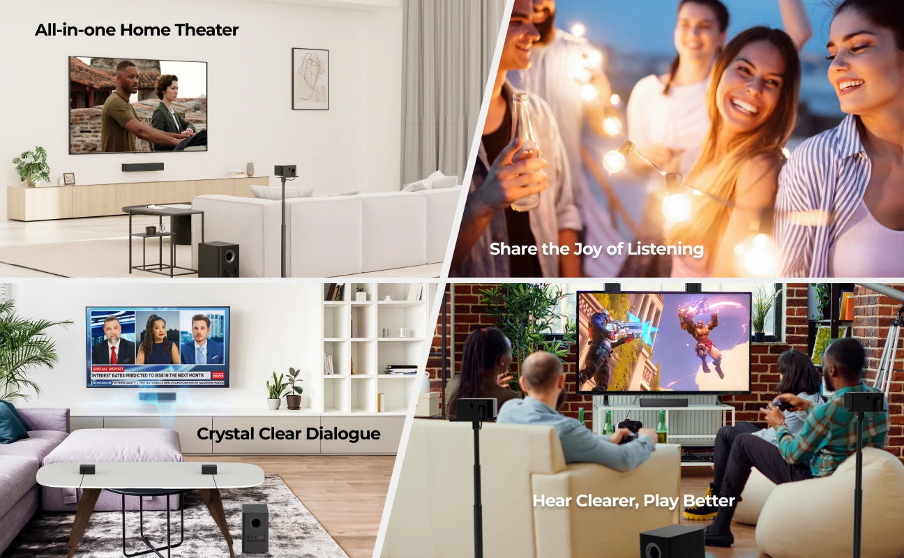 ULTIMEA 450W 5.1 Dolby Atmos Sound Bar, 3D Surround Sound System for Home Theater TV, 2 Surround Speakers & Wireless Subwoofer