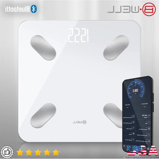 Bluetooth Smart Scale App Body Weight BMI Fat Tracker Digital LED Display 12 Measurements Health Fitness Monitor Family Use