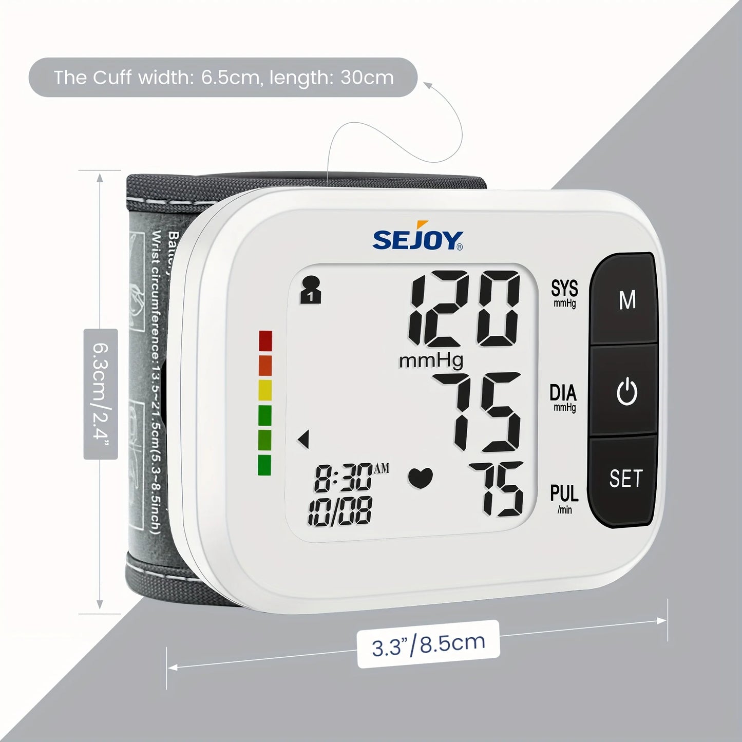 Blood Pressure Machine Wrist Blood Pressure Cuff Wrist BP Monitor Wrist Cuff Automatic Monitor with Heartbeat Detection