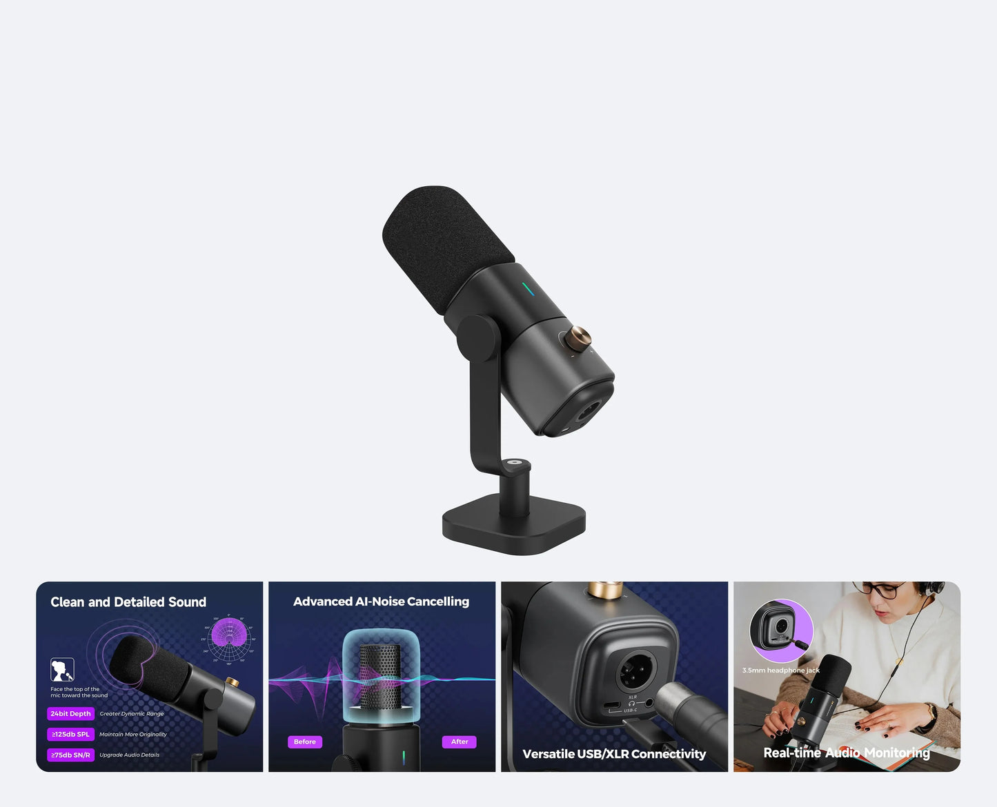 NearStream Professional Microphone Dynamic XLR USB Mic Desktop US Local Shipping Plug-and-Play for Gaming Studio Streaming
