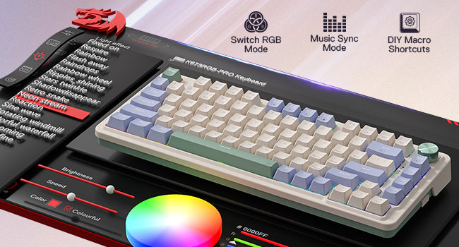 Redragon K673 PRO 75% Wireless Gasket RGB 3-Modes 81 Keys Compact Mechanical Hot-SwapGaming Keyboard